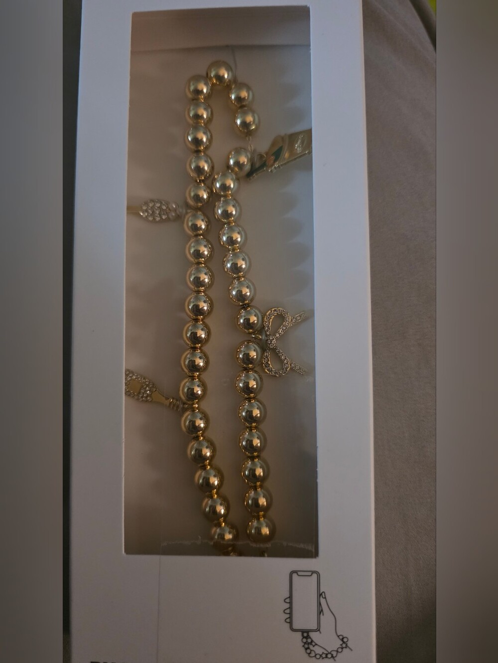 Baublebar Gold Tone Charm Link Phone Bracelet with  Enamel Accents